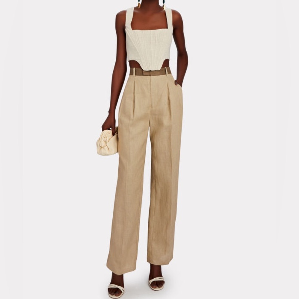 Significant Other Gilder Linen 2-Tone Straight-Leg Pant $270 US 4